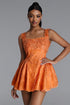 Kaylee Romantic Tailored Square Neck Lace Mini Dress