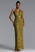 Mitzi Chic Contour V Neck Sequin Maxi Dress