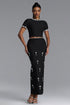 Lula Classic Contour Short Sleeve Rhinestone Bandage Maxi Dress