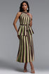 Kerade Resort Flowy Sleeveless Stripe Knit Top and Skirt Two Piece Set