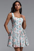 Daona Resort Cinched Sleeveless Floral Print Woven Mini Dress