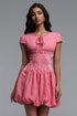 Halasa Chic Tailored Short Sleeve Plaid Woven Mini Dress
