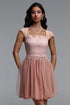 Guga Resort Cinched Short Sleeve Lace Tulle Mini Dress