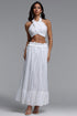 Kasuni Resort Flowy Sleeveless Ruffle Woven Top and Skirt Two Piece Set