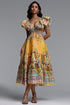 Thyra Resort Flowy Sleeveless Ruffle Floral Print Woven Maxi Dress