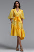 Kila Resort Flowy V Neck Puff Sleeve Woven Mini Dress