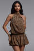 Tanya Sexy Flowy Sleeveless Leopard Print Woven Mini Dress