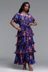 Dinah Resort Flowy Short Sleeve Ruffle Floral Print Maxi Dress