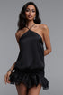 Fenby Sexy Flowy Sleeveless Ruffle Woven Mini Dress
