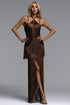 Kivi Bandage Halter Tassel Brown Maxi Dress