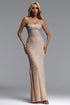 Emta Chic Contour Crystal Mesh Beige Maxi Dress