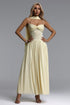Matalin Classic Contour Ruched Mesh Yellow Maxi Dress