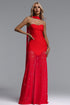 Zenobia Classic Contour Strapless Rhinestone Bandage Mesh Red Maxi Dress