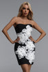 Elily Romantic Contour Strapless Floral Embellishded Bandage Mini Dress