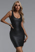 Dora Classic Contour Metallic Bandage Black Mini Dress