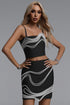 Madelynn Chic Contour Rhinestone Chain Bandage Top and Skirt Set