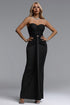 Verde Chic Contour Strapless Ruched Knit Black Maxi Dress