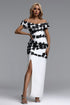 Lacie Elegant Contour Off Shoulder Floral Bandage Maxi Dress
