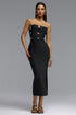 Kasai Chic Contour Strapless Rhinestone Bandage Maxi Dress