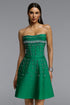 Zarinny Glamorous Contour Strapless Rhinestone Bandage Mini Dress