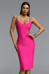 Eleni Chic Contour Rhinestone Fringe Strap Bandage Midi Dress