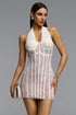 Fesila Romantic Contour Halter Lace Mini Dress