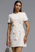 Kamo Elegant Tailored Short Sleeve Floral Mini Dress