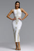 Kimmi Chic Contour Studded Bandage Maxi Dress