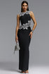 Whetu Elegant Contour Floral Bandage Maxi Dress