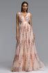 Revie Chic Flowy V Neck Pleated Sequin Maxi Dress