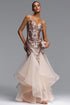 Valri Elegant Contour V Neck Sequin Pattern Maxi Dress