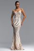 Gemma Chic Contour V Neck Sequin Stripe Maxi Dress