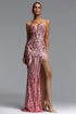 Fern Romantic Contour Deep V Sequin Pattern Maxi Dress