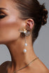 Imola Hollow Flower Pearl Tassel Earrings