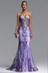 Miriam Elegant Contour V Neck Sequin Purple Maxi Dress