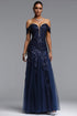 Werza Elegant Contour Off Shoulder Sequin Embellished Maxi Dress