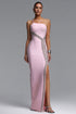 Stolen Chic Contour One Shoulder Crystal Embellished Slit Bandage Maxi Dress
