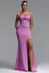 Suri Elegant Contour Cut Out Pleated Crystal Purple Maxi Dress