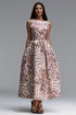 Moua Elegant Tailored Sleeveless Leopard Print Woven Maxi Dress