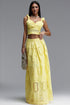 Lali Resort Flowy V Neck Sleeveless Ruffle Woven Yellow Top and Skirt Two Piece Set