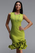 Tesare Resort Contour Round Neck Sleeveless Ruffle Knit Mini Dress