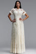 Taffy Elegant Cinched Short Sleeve Butterfly Floral Lace Maxi Dress