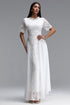 Tureal Elegant Tailored Short Sleeve Floral Lace Maxi Dress