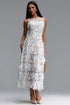 Jikisy Elegant Tailored Sleeveless Pearl Floral Lace Maxi Dress