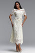 Erryn Elegant Tailored Short Sleeve Pearl Lace Top and Skirt Two Piece Set