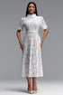 Tusare Elegant Tailored Short Sleeve Floral Lace Maxi Dress
