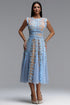 Katya Elegant Tailored Round Neck Sleeveless Floral Woven Midi Dress