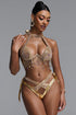 Gaki Luxurious Contour Halter Rhinestone Tassel Cross Tie Bikini Set