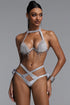 Gaki Luxurious Contour Halter Rhinestone Tassel Cross Tie Bikini Set