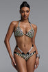 Mocano Sexy Fine Craftsmanship Halter Rhinestone Crisscross Waist Bikini Set